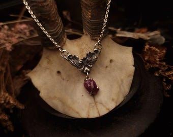 High Fae of Summer necklace | One of a Kind | Natural Ruby Nacklace Boho Fine Jewellery