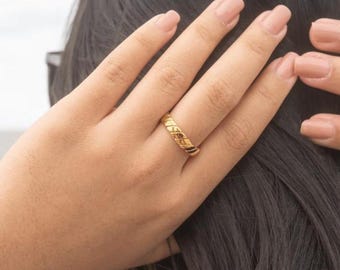 925 Sterling Silver Gold Plated Ring, Minimalist Stacking Ring