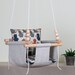 Linen Baby Swing With Cats Pillows, Wooden Fabric Swing, Handmade Toddler Hammock Chair, Birthday Gift, Christmas Baby Gift