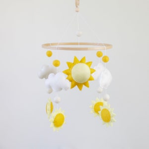 Handmade Felt Baby Mobile: Suns & Clouds Nursery Decor