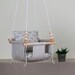 Linen Baby Swing With Fish Pillows, Wooden Fabric Swing, Handmade Toddler Hammock Chair, First Birthday Gift, Christmas Baby Gift