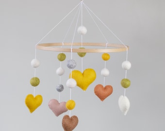 Hearts Baby Mobile, Handmade and Unique Nursery Decor