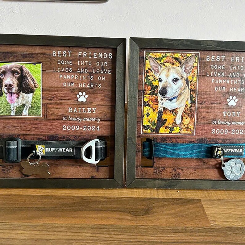 Memorial Pet Loss Frame Puppy Memorial Wood Frame With Collar Display
