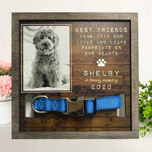 Memorial Pet Loss Frame - Dog or Cat, Puppy Memorial Wood Frame With Collar Display | Bereavement Gift| Pet Loss Gifts | Pet Sympathy Gift