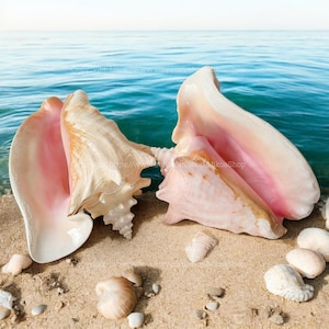 RARE Pink Queen Seashell Collection Conus Sea Shell Polished Queen's Pearl Giant Seashell Treasure of the Ocean Aliger Gigas Conch Shell