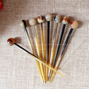 Personalized Natural Buffalo Horn Hairpin, Round Head Buffalo Horn Hair, Horn Carving Horn Hair, Anti Static Hair Accessories