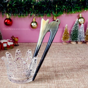 Natural Buffalo Horn Hairpin Pin Stick for her, CAT Styles Horn Carving, Hair Fork, Horn Hair Stick, 2 Prongs Hair Stick Christmas gift