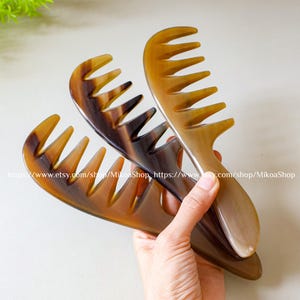 Personalized Anti-Static Handcraft Natural Buffalo Divine Wide Teeth Comb Curly, Tangled, Ruffled Hair, Head Massage Gift for mom