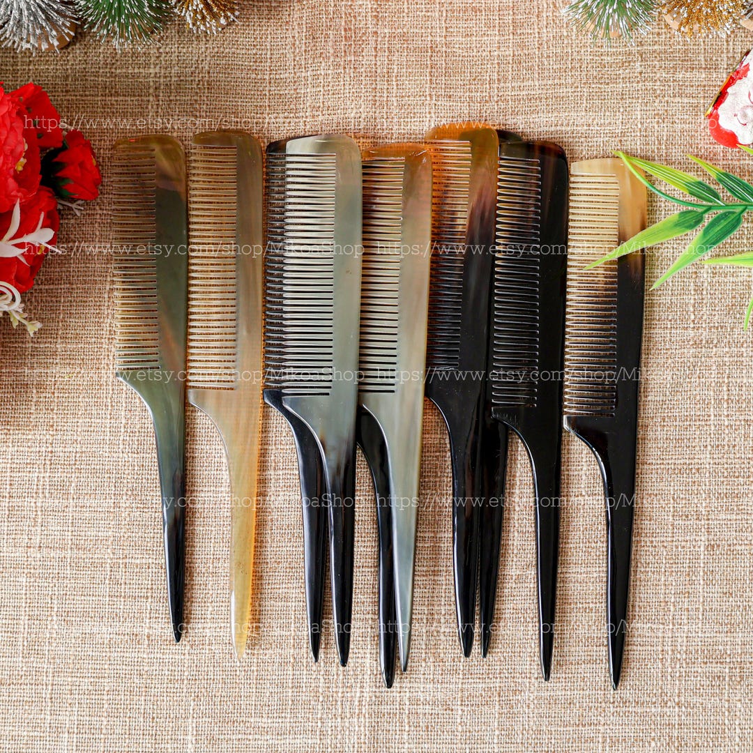 Middle Comb Personalized 19cm Anti-static Full Handmade Pocket Horn Comb Natural ...