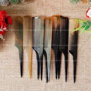 Personalized 19cm Anti-Static Full Handmade Pocket Horn Comb Natural Buffalo Mouse Tail Horn Comb, Head Massage, Middle Ages Comb, Gift her