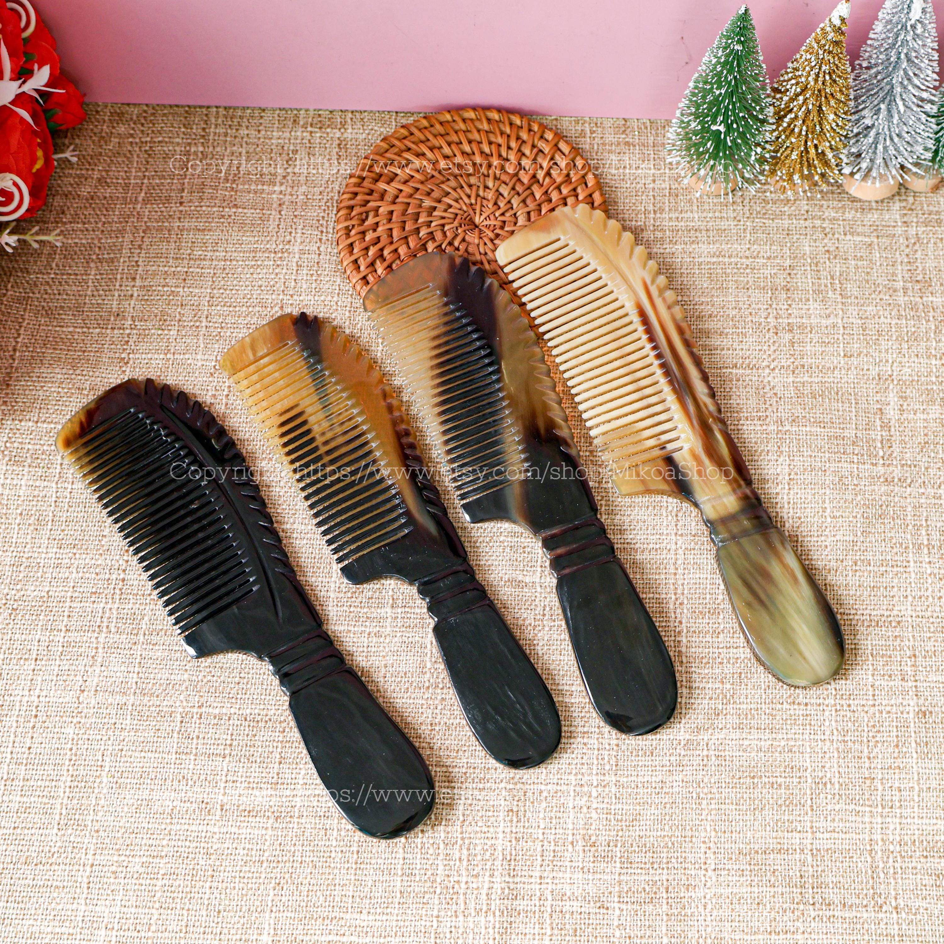 Middle Comb Personalized Engraved Name 18cm Anti-static Full Handmade Pocket Horn ...