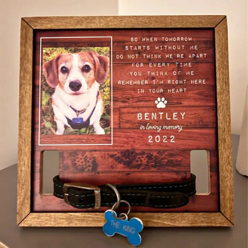 Memorial Pet Loss Frame Puppy Memorial Wood Frame With Collar Display