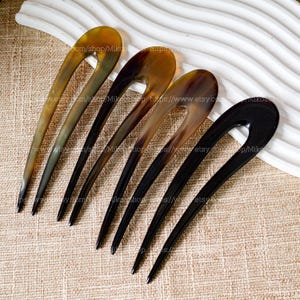 Natural Buffalo Horn Hairpin Pin Stick, SIMPLE Horn Carving, Hair Fork, Horn Hair Stick, 2 Prongs Hair Stick Christmas gift for mom