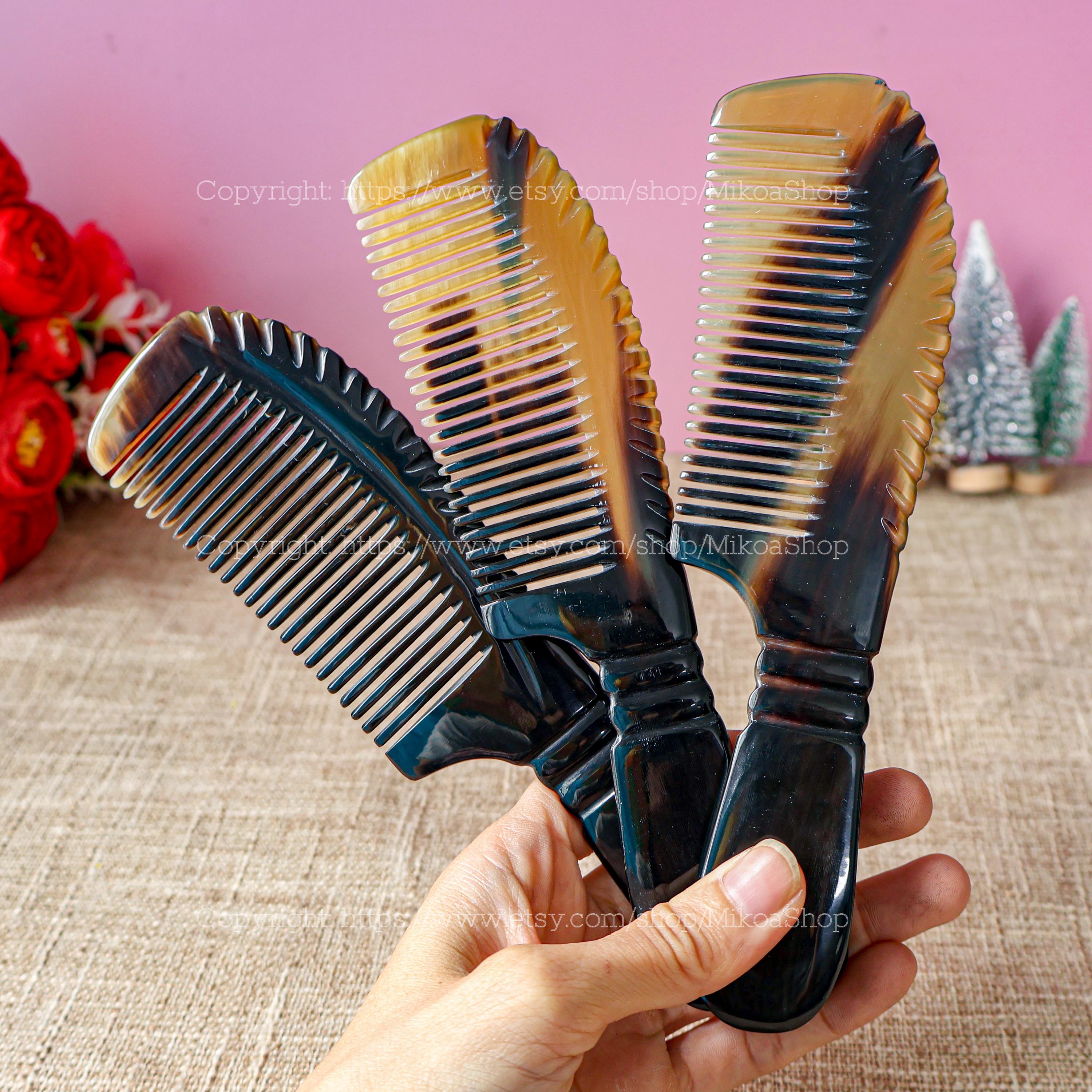 Middle Comb Personalized Engraved Name 18cm Anti-static Full Handmade Pocket Horn ...