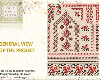 Ukrainian motives - counted cross stitch PDF pattern chart, instant download, DMC thread, love anniversary gift, geometric ornaments, aida