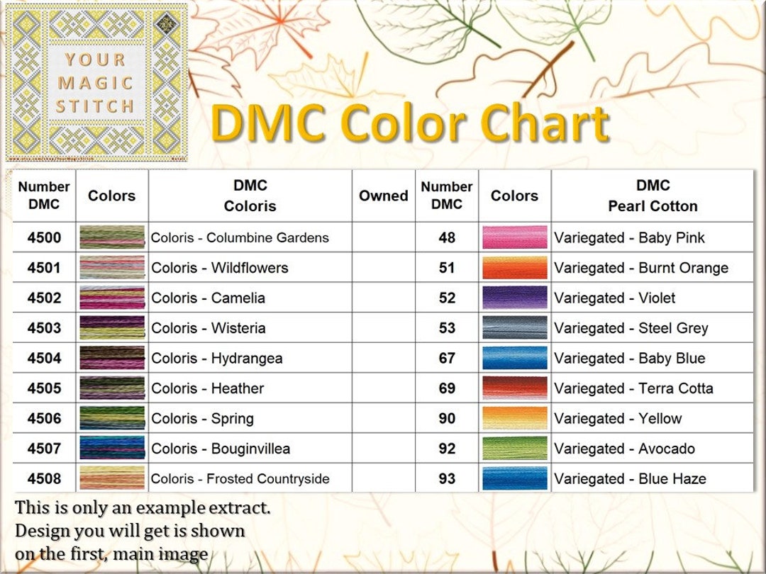 DMC Color Chart Floss Inventory Tracker digital PDF 