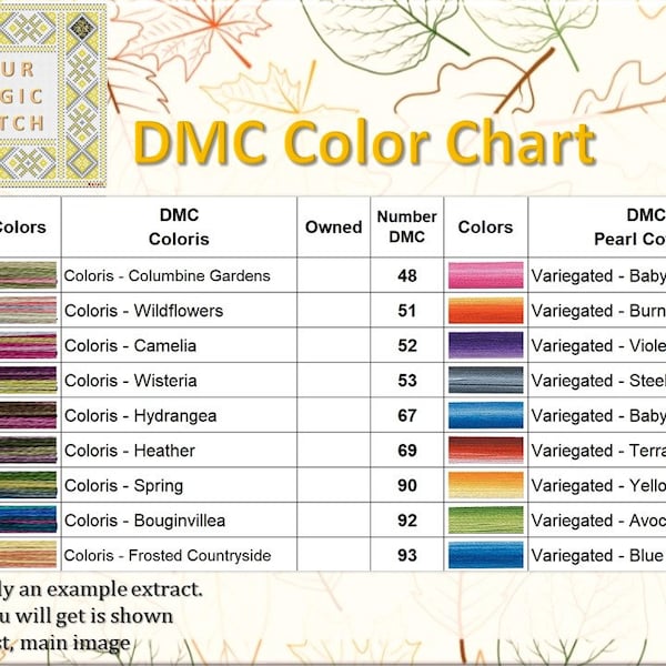 Dmc Floss Color Chart - Etsy