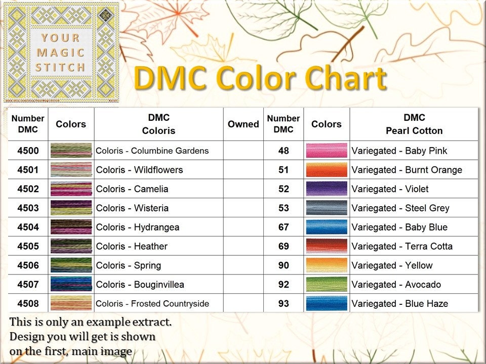 DMC Color Chart in PDF - FREE Template Download