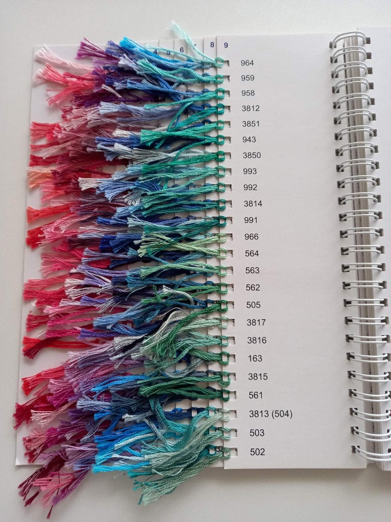 Dmc Color Chart With Thread Embroidery Threads Color Card Dmc Etsy
