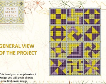 Geometry - counted cross stitch PDF pattern chart, instant download, DMC thread, love anniversary gift, geometric ornaments, aida