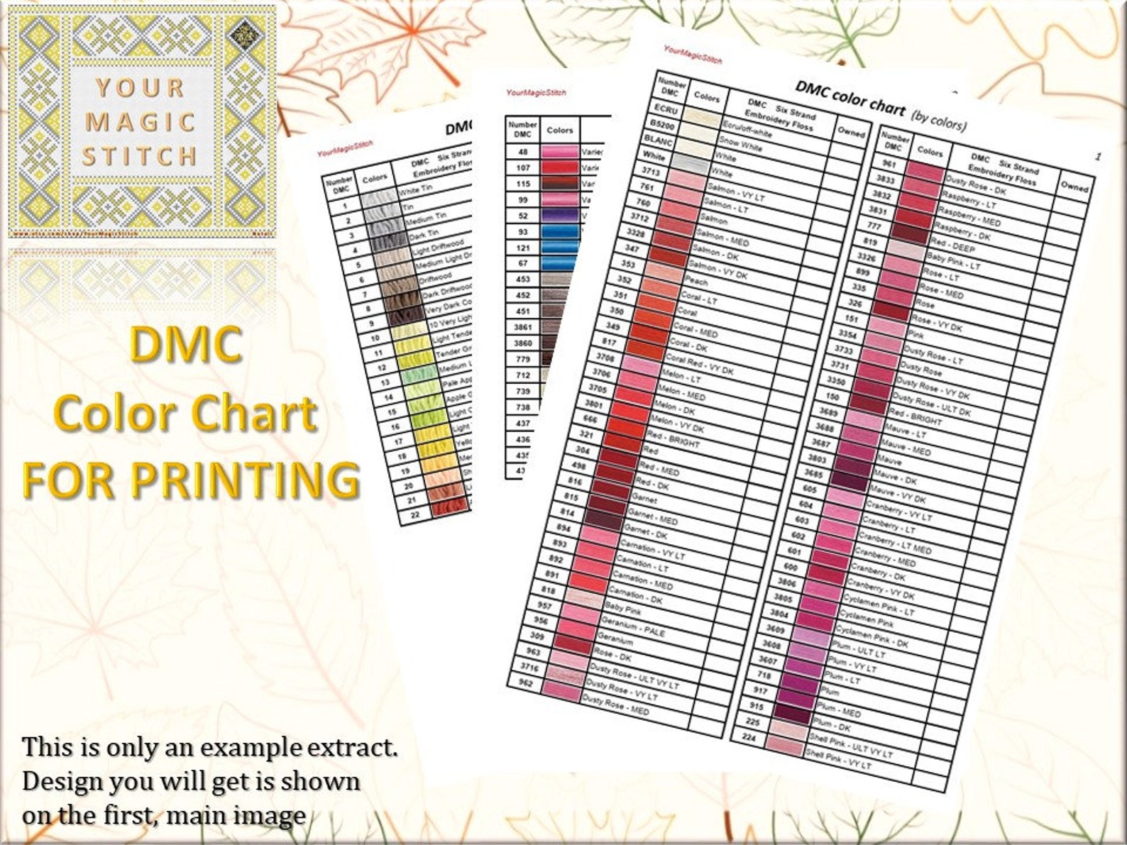 DMC Color Chart Floss Inventory Tracker digital PDF Etsy