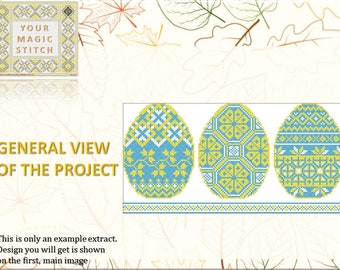 Happy Easter - counted cross stitch PDF pattern chart, instant download, DMC thread, love anniversary gift, geometric ornaments, aida