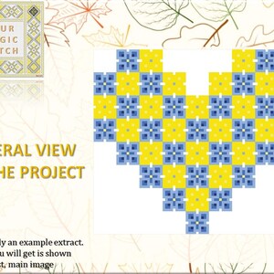 A heart - counted cross stitch PDF pattern chart, instant download, DMC thread, love anniversary gift, geometric ornaments, aida