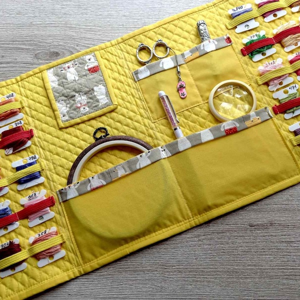 Cross Stitch Project Bag: Needlework Organizer for Embroidery Floss & Tools