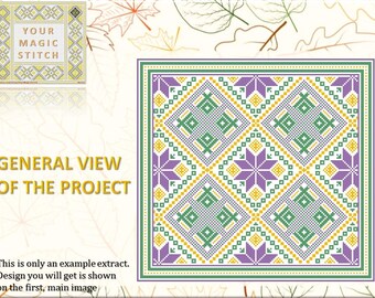 Mysterious pattern2 - counted cross stitch PDF pattern chart, instant download, DMC thread, love anniversary gift, geometric ornaments, aida