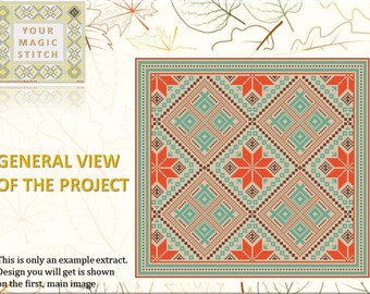 Mysterious pattern7 - counted cross stitch PDF pattern chart, instant download, DMC thread, love anniversary gift, geometric ornaments, aida
