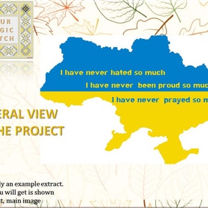 Ukraine Hope - counted cross stitch PDF pattern chart, instant download, DMC thread, love anniversary gift, geometric ornaments, aida