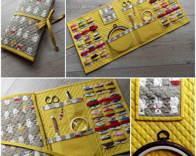 Cross Stitch Project Bag Lovely Flowers Embroidery Crewel Handwork