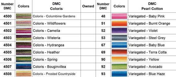 Printed Color Card - DMC