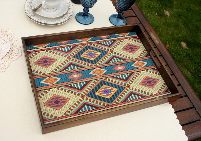 Ottoman tray large Colorful rectangular serving tray with Etsy