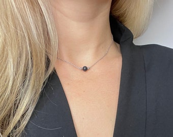Dainty Shungite Choker: Minimalist Stainless Steel Necklace