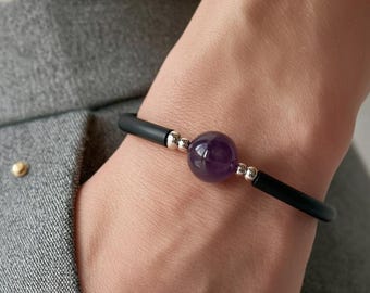 Minimalistische amethist geboortesteenarmband februari cadeau voor haar