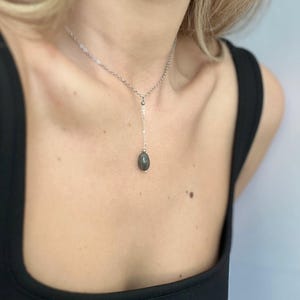 Y Halskette Labradorit Edelstein Lariat Halskette Zarte Halskette Wasserdicht Schmuck Jeden Tag Halskette Dainty Choker Layered Halskette Geschenk
