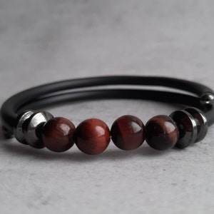 Bulls eye bracelet Red tiger&#39;s eye bracelet Protection bracelet Stackable bracelet Healing bracelet Unisex bracelet Wrap bracelet Gemstone