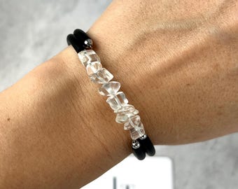 Klarer Quarz Armband, April Geburtsstein, Minimalist Edelstein Schmuck