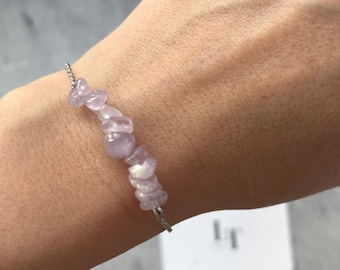 Natural Amethyst Bracelet, February Birthstone Jewelry, Dainty Gemstone Bracelet, Gift for Her