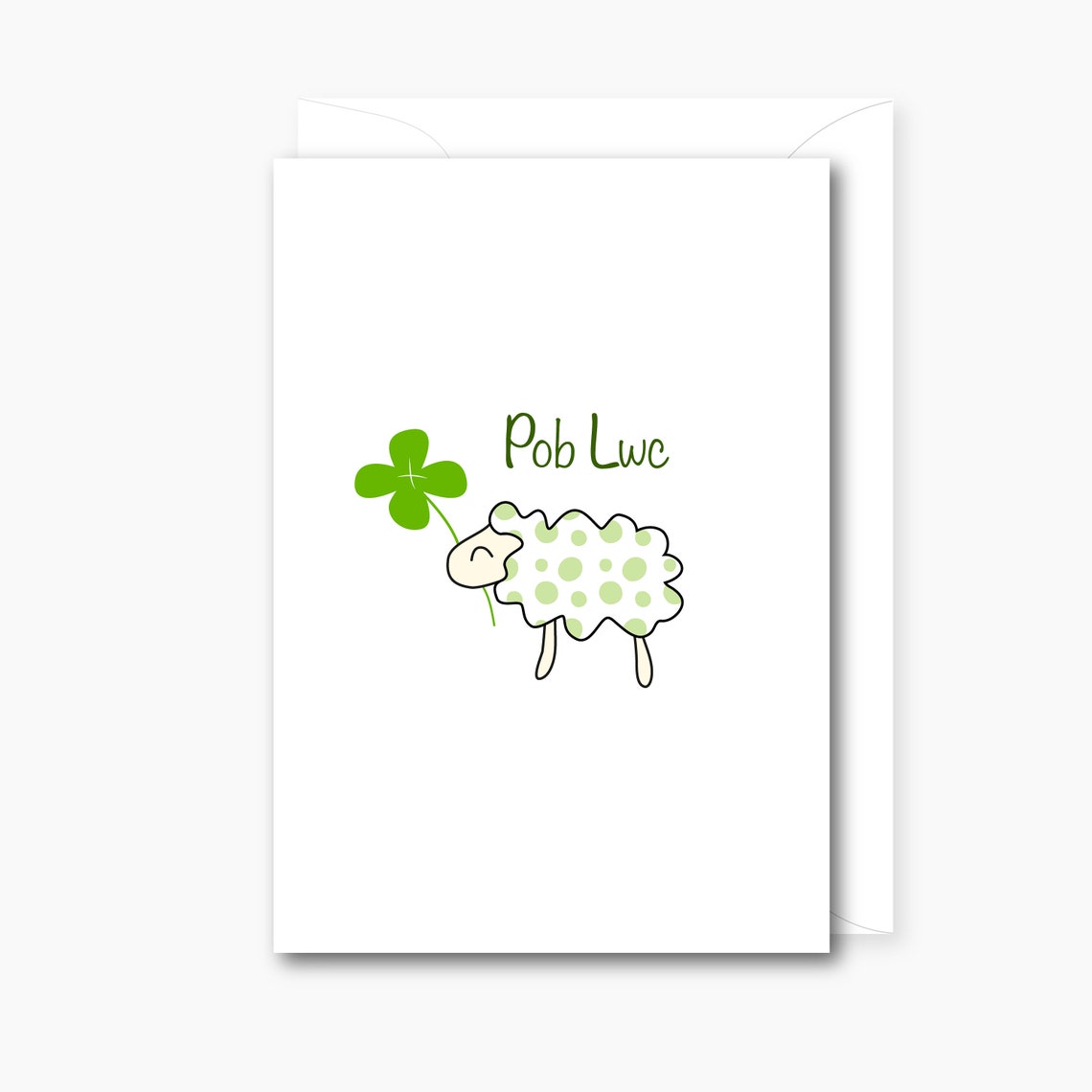 Welsh sheep POB LWC Good Luck Card. Cardiau Cymraeg Etsy