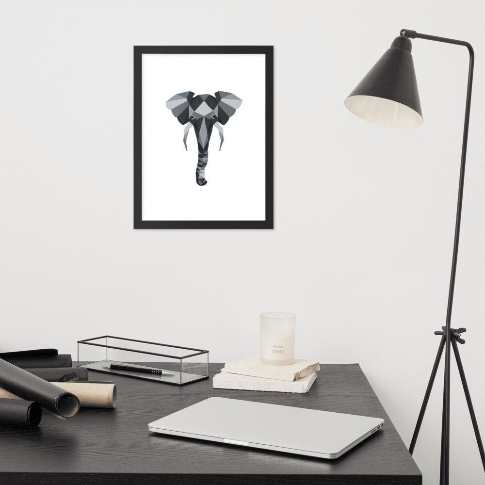 Druck Geometrischer Elefant Gerahmt Poster Wanddekoration | Etsy