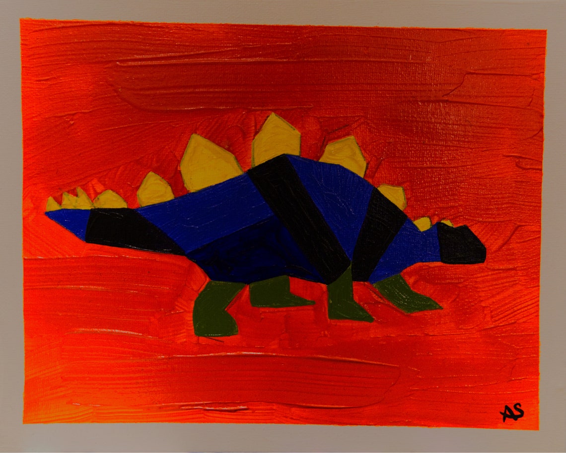 Geometrische Dinosaurier Original Acryl-Gemälde auf Leinwand | Etsy