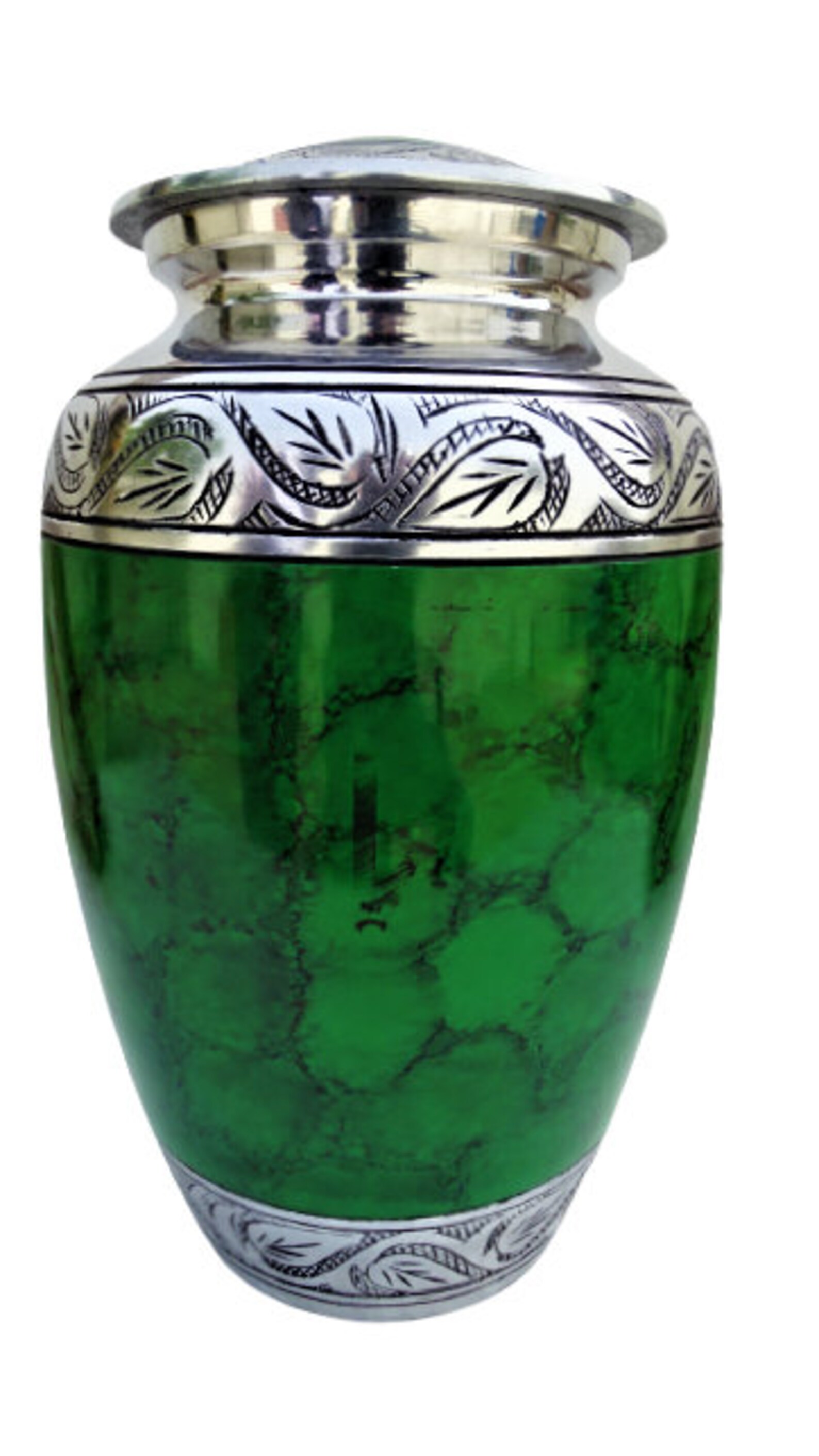 Funeral Urn for Human Ashes Made in ALMUNIAM Green Silver Etsy