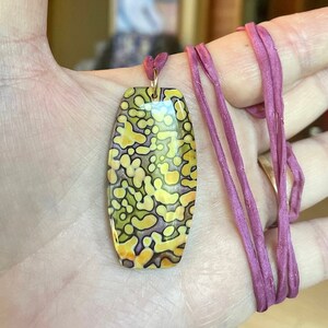 Mokume Gane Series.  Pendant Necklace, organic, nature, polymer, resin