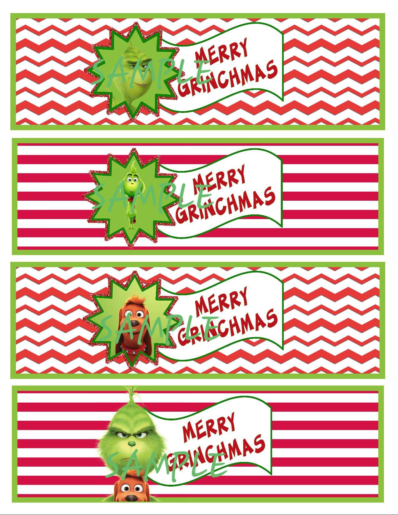 Free Printable Grinch Water Bottle Labels