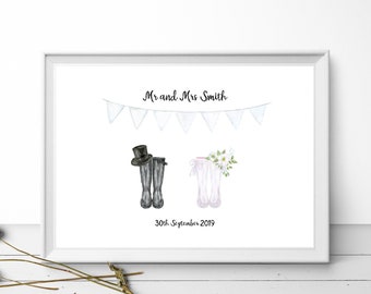 Personalised Wedding Gift Wellies Welly Print Mr and Mrs/Mr and Mr/Mrs and Mrs Personalised Wedding Gift Wellies Welly Print Mr and Mrs/Mr and Mr/Mrs and Mrs