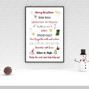 Christmas Print - Christmas House Rules - Christmas Rules - Fun Christmas Print - Family Print - Unframed