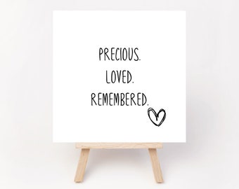 Baby Loss Card - Bereavement Card - Sympathy Card - Sorry For Your Loss - Condolences - Minimalist Card - Precious - Loved - Remembered