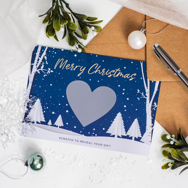 Christmas Gift Scratch Off Gift Reveal Card gold silver Etsy